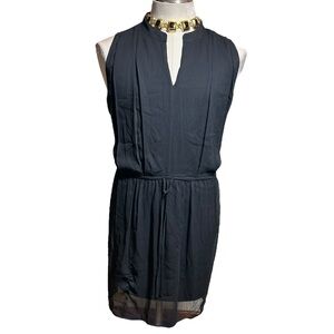 NINE WEST Women's V-Neck Tie Waist Dress Sheer with Underlay Size XXL